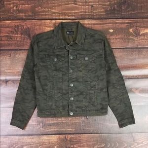 Dark camo denim jacket